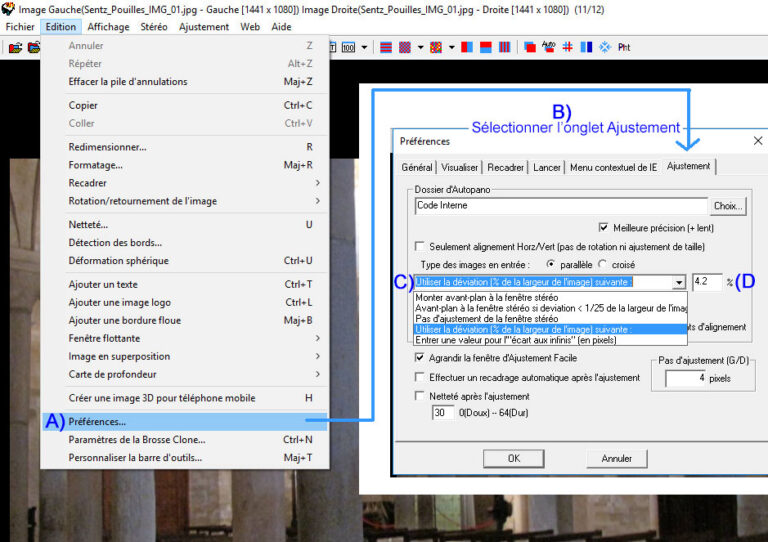 Edition preferences ajustement