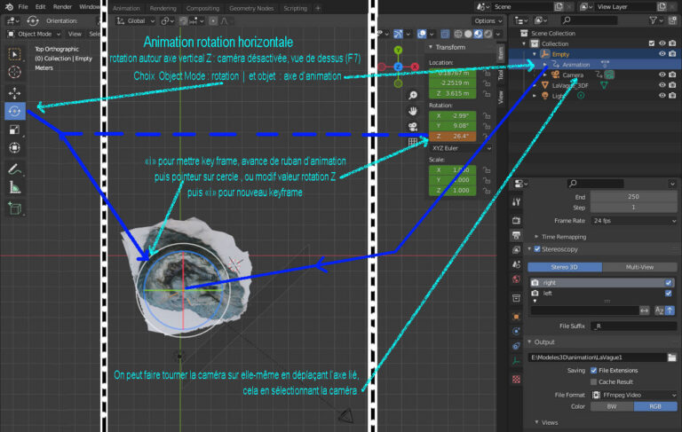 Animation rotation autour axe vertical