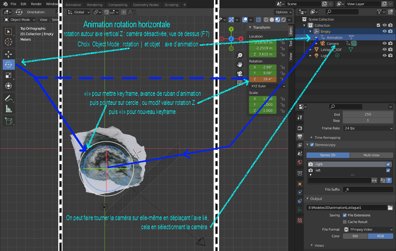 Animation rotation autour axe vertical
