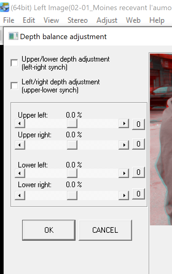 SPM paramètres de : Depth balance adjustement