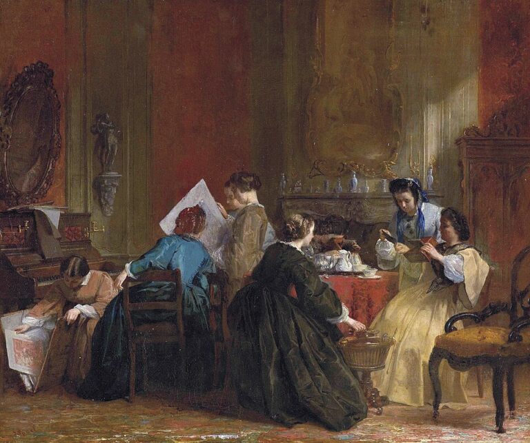 Dames regardant des photographies stéréoscopiques (J. Spoel, vers 1850)