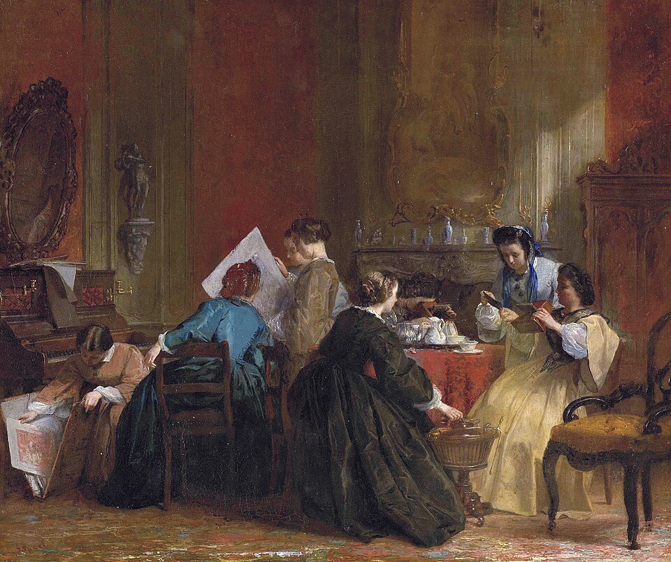 Dames regardant des photographies stéréoscopiques (J. Spoel, vers 1850)