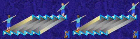 Garçon sur un escalier étrange