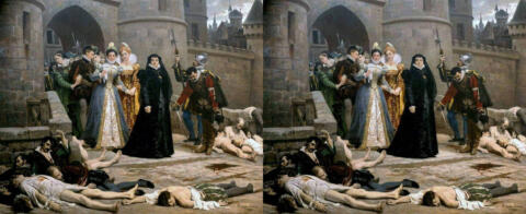 Massacre de la Saint Barthelemy, Catherine de medicis , par Debat Ponsson