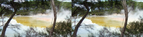 Wai-O-Tapu. Lac d'eau colorée nommée La Piscine de Champagne