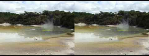 Wai-O-Tapu. Lac d'eau colorée nommée La Piscine de Champagne