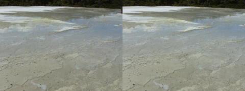 Wai-O-Tapu. Terrasse de silice.