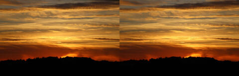 Coucher de soleil sur la colline en face