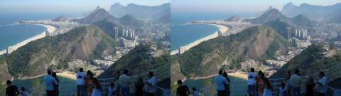 vu du Corcovado, à gauche la plage de Copacabana