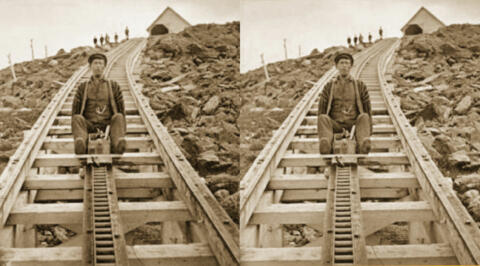 New Hampshire Sliding Down Mt Washington Rail Road Train