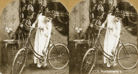 Lady in Drawing-Room with Bike