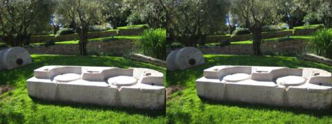 Vestiges du moulin à huile construit dans le quartier des Moulins à l'époque romaine.