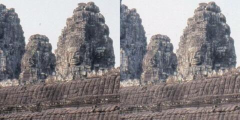 Temple du Bayon : Détail d'une Tour à 4 visages