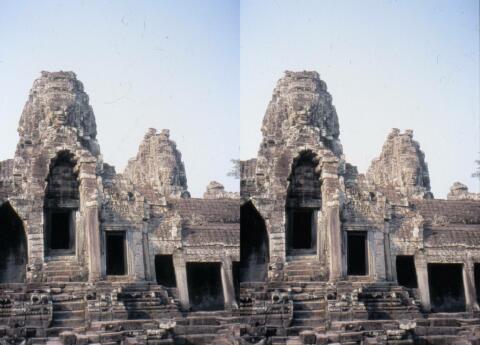 Temple du Bayon : Détail d'une Tour à 4 visages