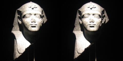 Tête desphynx. Exposition «Les trésors engloutis d'Egypte» au Grand Palais