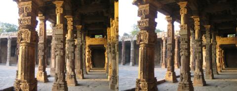 Delhi : Complexe de Qutub-- Mosquée Quwwat al-Islam