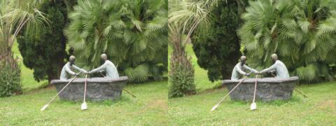 le jardin de la Villa Rhotschild : Les rameurs