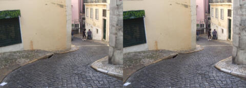 pavé en pente, glissant
